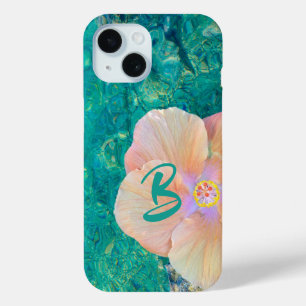 Hibiscus flower turquoise oceaanwater Hawaiian iPhone 15 Case