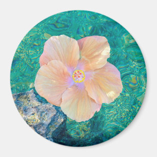 Hibiscus flower turquoise oceaanwater Hawaiian Magneet