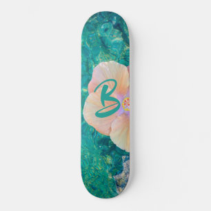 Hibiscus flower turquoise oceaanwater Hawaiian Persoonlijk Skateboard