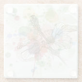 Hibiscus flower & waterverf achtergrond glazen onderzetter (Achterkant)