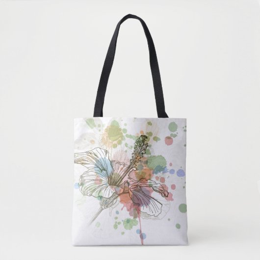 Hibiscus flower & waterverf achtergrond tote bag (Voorkant)