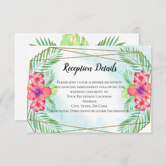 Hibiscus Flower Waterverf Beach Enclosure Informatiekaartje (Voorkant / Achterkant)