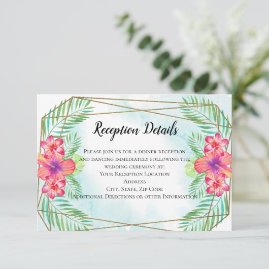 Hibiscus Flower Waterverf Beach Enclosure Informatiekaartje (Staand voorkant)