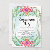 Hibiscus Flower Waterverf Beach Engagement Party Kaart (Voorkant)