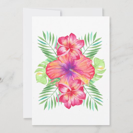 Hibiscus Flower Waterverf Beach Engagement Party Kaart (Achterkant)