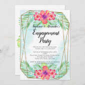 Hibiscus Flower Waterverf Beach Engagement Party Kaart (Voorkant / Achterkant)