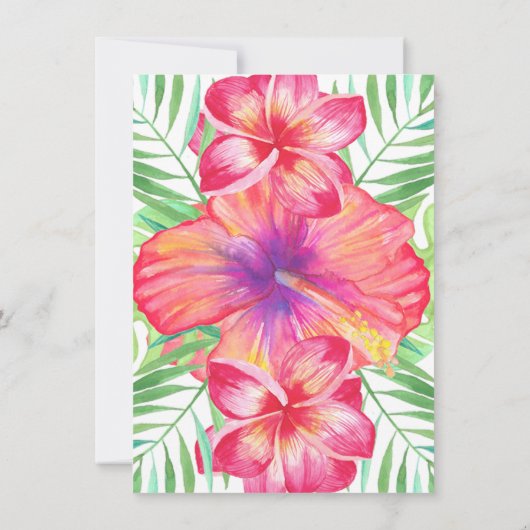 Hibiscus Flower Waterverf Beach Save the Date Kaart (Achterkant)