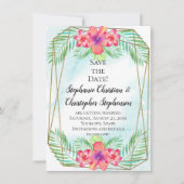 Hibiscus Flower Waterverf Beach Save the Date Kaart (Voorkant)