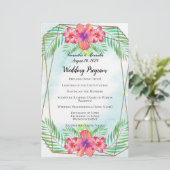 Hibiscus Flower Waterverf Beach Wedding Programme (Staand voorkant)