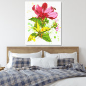 Hibiscus flower - waterverf verf 2 canvas afdruk (Insitu (Slaapkamer))