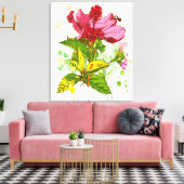 Hibiscus flower - waterverf verf 2 canvas afdruk (Insitu (Woonkamer))