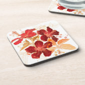 Hibiscus flower - waterverf verf 2 drankjes onderzetter (Linkerzijde)