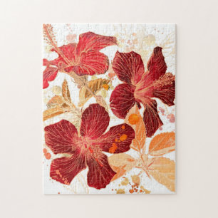 Hibiscus flower - waterverf verf 2 legpuzzel