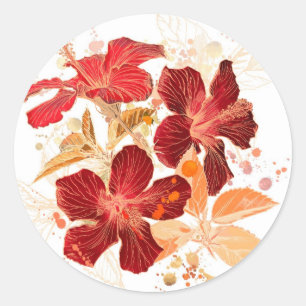 Hibiscus flower - waterverf verf 2 ronde sticker