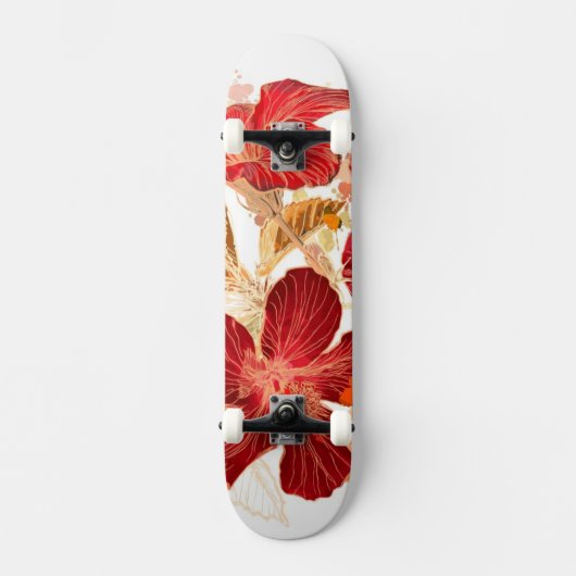 Hibiscus flower - waterverf verf 2 skateboard (Voorkant)
