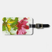 Hibiscus flower - waterverf verf bagagelabel (Voorkant horizontaal)
