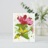 Hibiscus flower - waterverf verf briefkaart (Staand voorkant)