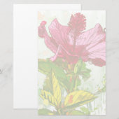 Hibiscus flower - waterverf verf briefpapier (Voorkant / Achterkant)