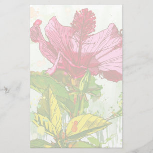 Hibiscus flower - waterverf verf briefpapier