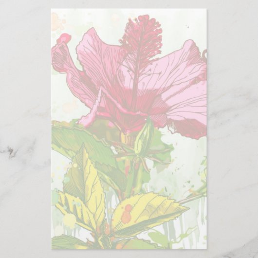 Hibiscus flower - waterverf verf briefpapier (Voorkant)