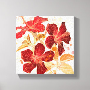 Hibiscus flower - waterverf verf canvas afdruk