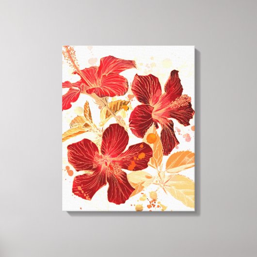 Hibiscus flower - waterverf verf canvas afdruk (Voorkant)