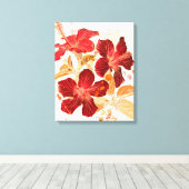 Hibiscus flower - waterverf verf canvas afdruk (Insitu (Houten vloer))