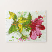Hibiscus flower - waterverf verf legpuzzel (Horizontaal)
