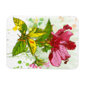 Hibiscus flower - waterverf verf magneet (Horizontaal)