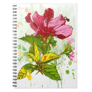 Hibiscus flower - waterverf verf notitieboek