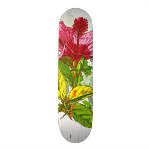 Hibiscus flower - waterverf verf persoonlijk skateboard