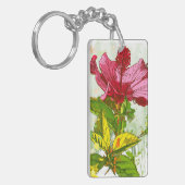 Hibiscus flower - waterverf verf sleutelhanger (Voorkant Links)