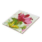 Hibiscus flower - waterverf verf tegeltje (Zijkant)