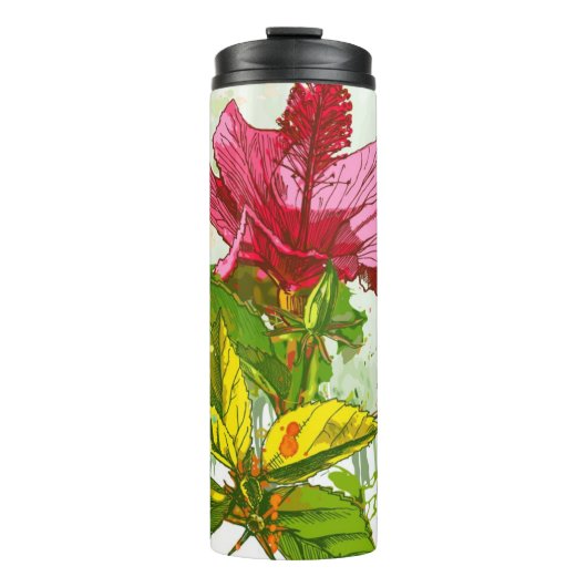 Hibiscus flower - waterverf verf thermosbeker (Voorkant)