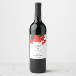 Hibiscus flower Wine Bottle Label  Wijn Etiket