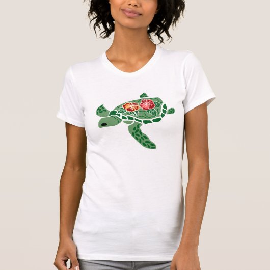 Hibiscus flower zee turtle shirt (Voorkant)