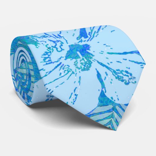 Hibiscus Flowers Blue Stropdas (Opgerold)