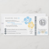 Hibiscus Flowers Boarding Pass Wedding Kaart (Voorkant)