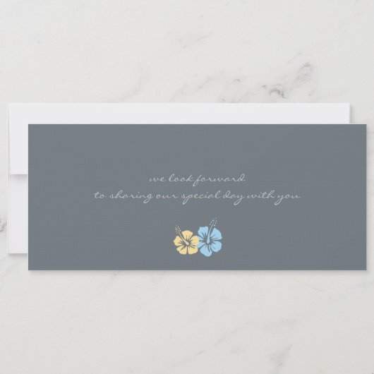 Hibiscus Flowers Boarding Pass Wedding Kaart (Achterkant)