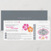 Hibiscus Flowers Boarding Pass Weduwen Uitnodiging (Voorkant / Achterkant)