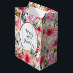 Hibiscus Flowers for 80th Birthday Medium Cadeauzakje<br><div class="desc">Roze en oranje hibiscus bloempatroon voor de 80ste verjaardag.</div>