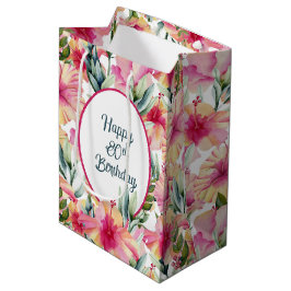 Hibiscus Flowers for 80th Birthday Medium Cadeauzakje