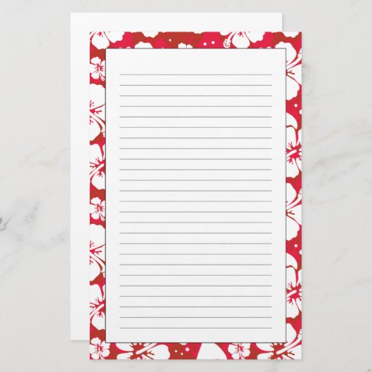 Hibiscus Flowers Pattern Briefpapier (Voorkant / Achterkant)