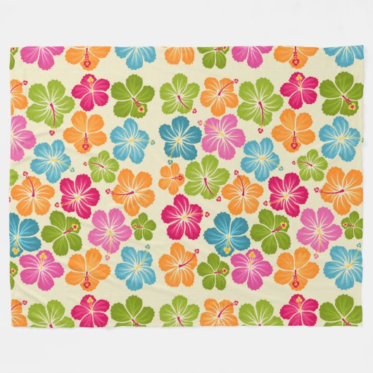 Hibiscus Flowers Pattern Fleece Deken (Voorkant (Horizontaal))