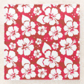 Hibiscus Flowers Pattern Glazen Onderzetter (Voorkant)