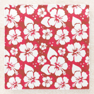 Hibiscus Flowers Pattern Glazen Onderzetter