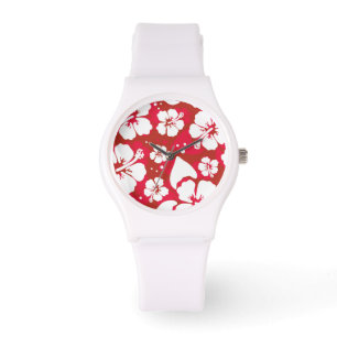 Hibiscus Flowers Pattern Horloge