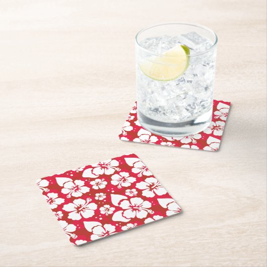 Hibiscus Flowers Pattern Kartonnen Onderzetters (Insitu)