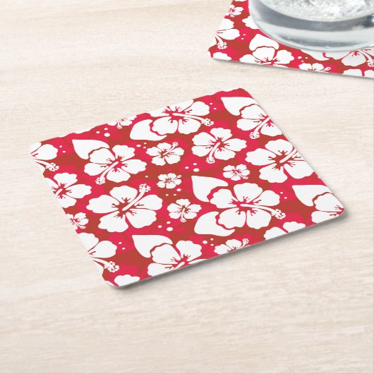 Hibiscus Flowers Pattern Kartonnen Onderzetters (Schuin)