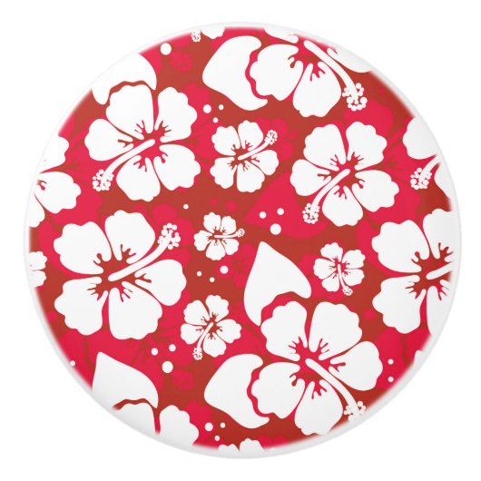 Hibiscus Flowers Pattern Keramische Knop (Voorkant)
